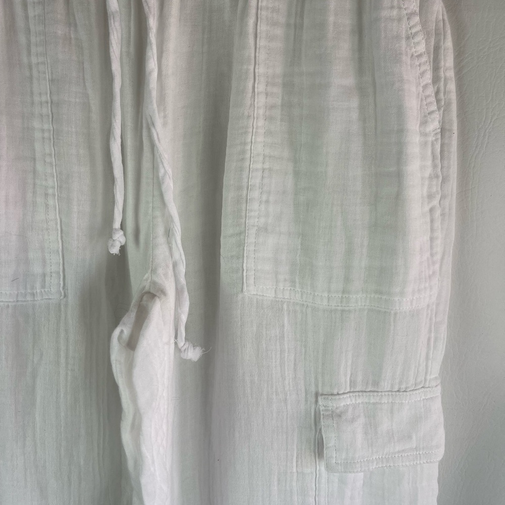 Aeropostale White Gauze Wide Leg Cargo Pants Coastal Beach Lightweight Small - Picture 12 of 14